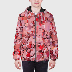 Куртка с капюшоном мужская Розовые кубы, цвет: 3D-черный — фото 2