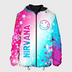 Куртка с капюшоном мужская Nirvana neon gradient style: надпись, символ, цвет: 3D-черный