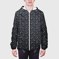 Куртка с капюшоном мужская Стальное противоскользящее покрытие - текстура, цвет: 3D-белый — фото 2
