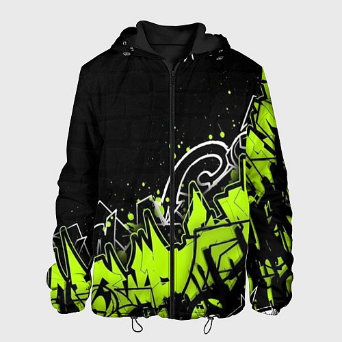 Мужская куртка Яркое граффити на черной стене / 3D-Черный – фото 1