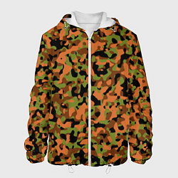 Куртка с капюшоном мужская Камуфляж осенний лес мелкий, цвет: 3D-белый