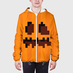 Куртка с капюшоном мужская Тыква - Майнкрафт - Хеллоуин, цвет: 3D-белый — фото 2