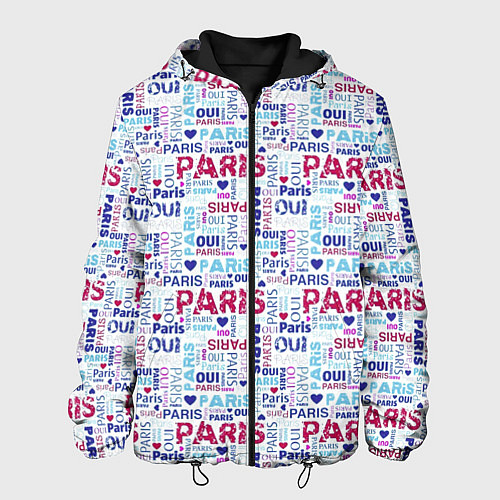 Мужская куртка Парижская бумага с надписями - текстура / 3D-Черный – фото 1