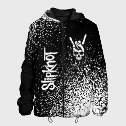 Куртка с капюшоном мужская Slipknot и рок символ на темном фоне, цвет: 3D-черный