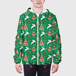 Куртка с капюшоном мужская Рождественские кролики, цвет: 3D-белый — фото 2