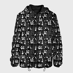 Куртка с капюшоном мужская Кролики черно-белые, цвет: 3D-черный