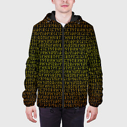 Куртка с капюшоном мужская Золотой рунический алфавит, цвет: 3D-черный — фото 2