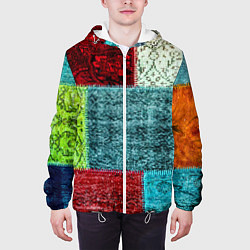 Куртка с капюшоном мужская Patchwork - art, цвет: 3D-белый — фото 2