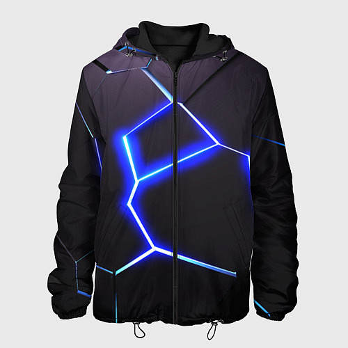 Мужская куртка Неоновый разлом плит / 3D-Черный – фото 1