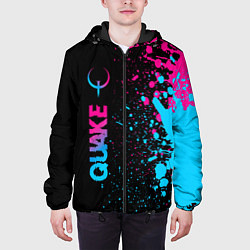Куртка с капюшоном мужская Quake - neon gradient: по-вертикали, цвет: 3D-черный — фото 2