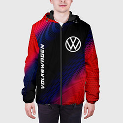 Куртка с капюшоном мужская Volkswagen красный карбон, цвет: 3D-черный — фото 2