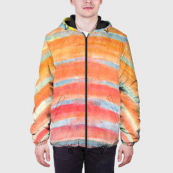 Куртка с капюшоном мужская Оранжевые полосы акварель, цвет: 3D-черный — фото 2