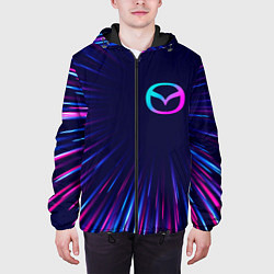 Куртка с капюшоном мужская Mazda neon speed lines, цвет: 3D-черный — фото 2