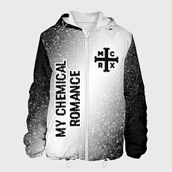 Куртка с капюшоном мужская My Chemical Romance glitch на светлом фоне: надпис, цвет: 3D-белый