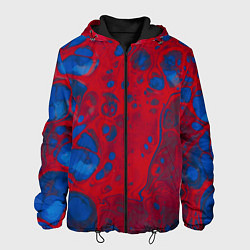 Куртка с капюшоном мужская Красно-синие разводы, цвет: 3D-черный