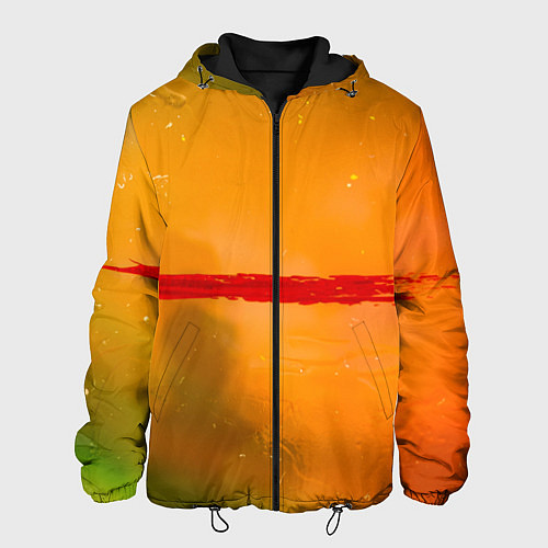Мужская куртка Оранжевый туман и красная краска / 3D-Черный – фото 1
