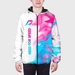 Куртка с капюшоном мужская Need for Speed neon gradient style: по-вертикали, цвет: 3D-черный — фото 2