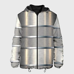 Куртка с капюшоном мужская Металлические полосы - текстура алюминия, цвет: 3D-черный