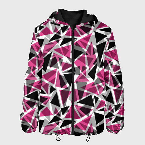 Мужская куртка Геометрический абстрактный узор в вишнево серых и / 3D-Черный – фото 1