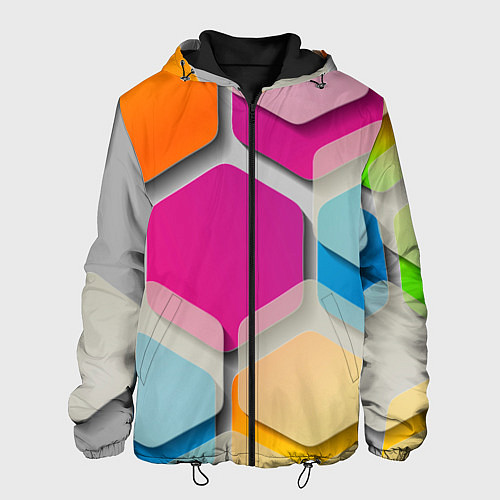 Мужская куртка Абстрактные разноцветные геометрические фигуры / 3D-Черный – фото 1