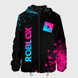 Куртка с капюшоном мужская Roblox - neon gradient: надпись, символ, цвет: 3D-черный