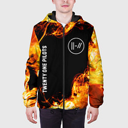 Куртка с капюшоном мужская Twenty One Pilots и пылающий огонь, цвет: 3D-черный — фото 2