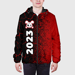Куртка с капюшоном мужская Кролик НГ злой: по-вертикали, цвет: 3D-черный — фото 2