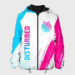 Куртка с капюшоном мужская Disturbed neon gradient style: надпись, символ, цвет: 3D-черный