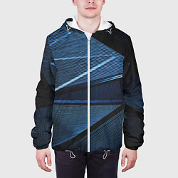 Куртка с капюшоном мужская Тёмные геометрические линии и фигуры, цвет: 3D-белый — фото 2