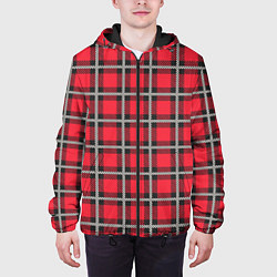Куртка с капюшоном мужская Красная шотландская клетка, цвет: 3D-черный — фото 2