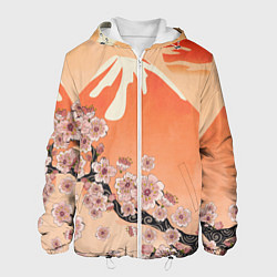 Мужская куртка Ветка цветущей сакуры и вулкан