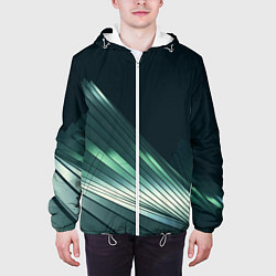 Куртка с капюшоном мужская Геометрические сияющие металлические листы, цвет: 3D-белый — фото 2