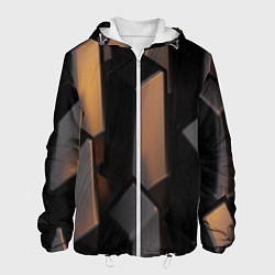 Куртка с капюшоном мужская Абстрактные тёмные геометрические блоки, цвет: 3D-белый