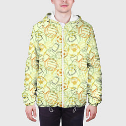 Куртка с капюшоном мужская Мячи спортивные и шайба, цвет: 3D-белый — фото 2