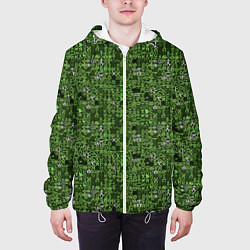 Куртка с капюшоном мужская Милитари иероглифы, цвет: 3D-белый — фото 2