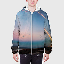 Куртка с капюшоном мужская Космос и планeты, цвет: 3D-белый — фото 2