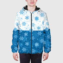 Куртка с капюшоном мужская Снежинки день - ночь, цвет: 3D-черный — фото 2