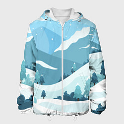 Куртка с капюшоном мужская Заснеженные горы, цвет: 3D-белый