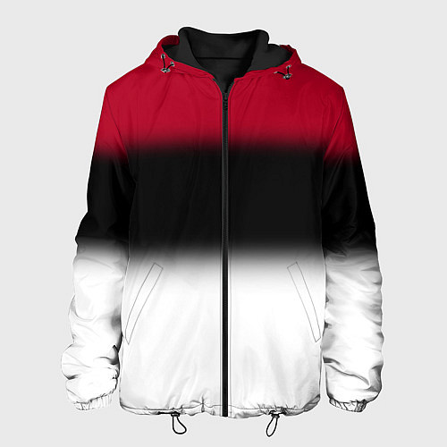 Мужская куртка Размытый полосатый узор черный красный белый / 3D-Черный – фото 1