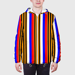 Куртка с капюшоном мужская Полосы триколор георгиевская лента, цвет: 3D-белый — фото 2