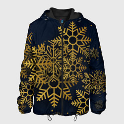 Куртка с капюшоном мужская Золотые снежинки, цвет: 3D-черный