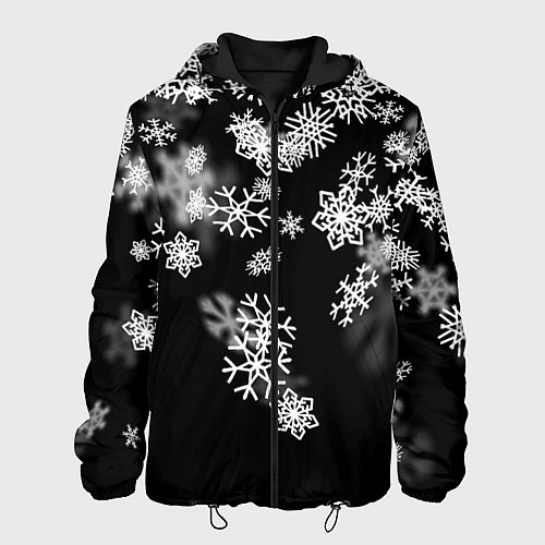 Мужская куртка Белые снежинки / 3D-Черный – фото 1
