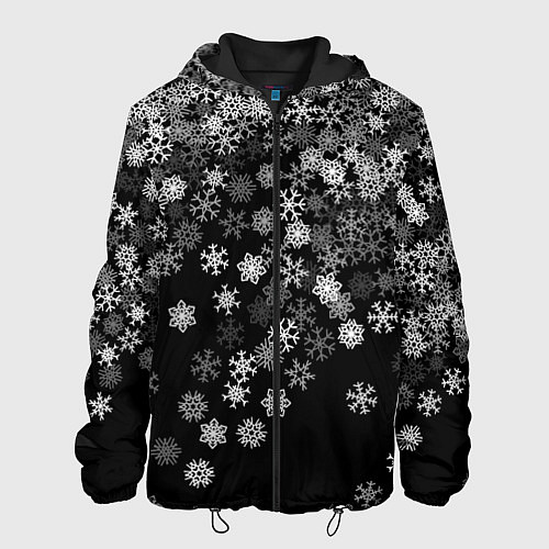 Мужская куртка Пушистые снежинки / 3D-Черный – фото 1
