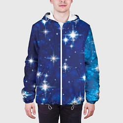 Куртка с капюшоном мужская Сияющие и блестящие звезды в ночном небе, цвет: 3D-белый — фото 2