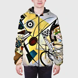 Куртка с капюшоном мужская Поперечная линия - Василий Кандинский, цвет: 3D-черный — фото 2