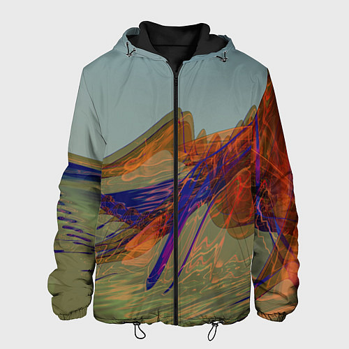 Мужская куртка Волнообразные разноцветные музыкальные линии / 3D-Черный – фото 1