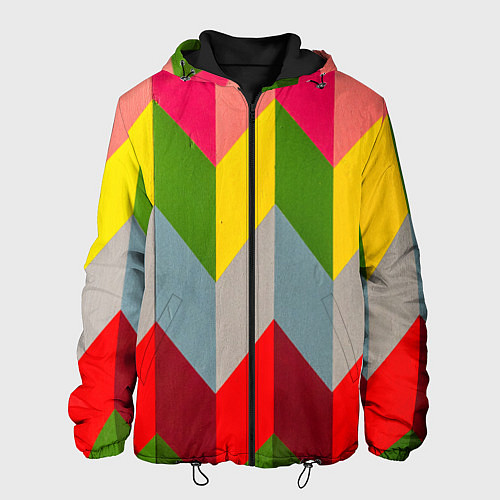 Мужская куртка Разноцветный ромбический абстрактный паттерн / 3D-Черный – фото 1