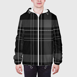 Куртка с капюшоном мужская Темная клетка, цвет: 3D-белый — фото 2