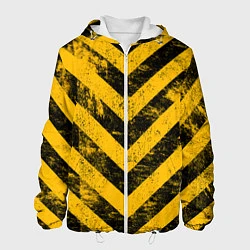 Куртка с капюшоном мужская WARNING - желто-черные полосы, цвет: 3D-белый