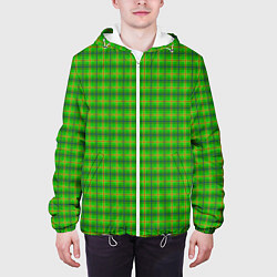 Куртка с капюшоном мужская Шотландка зеленая крупная, цвет: 3D-белый — фото 2